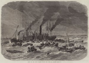 Scène op de Theems tijdens de Storm op zondag 19 maart